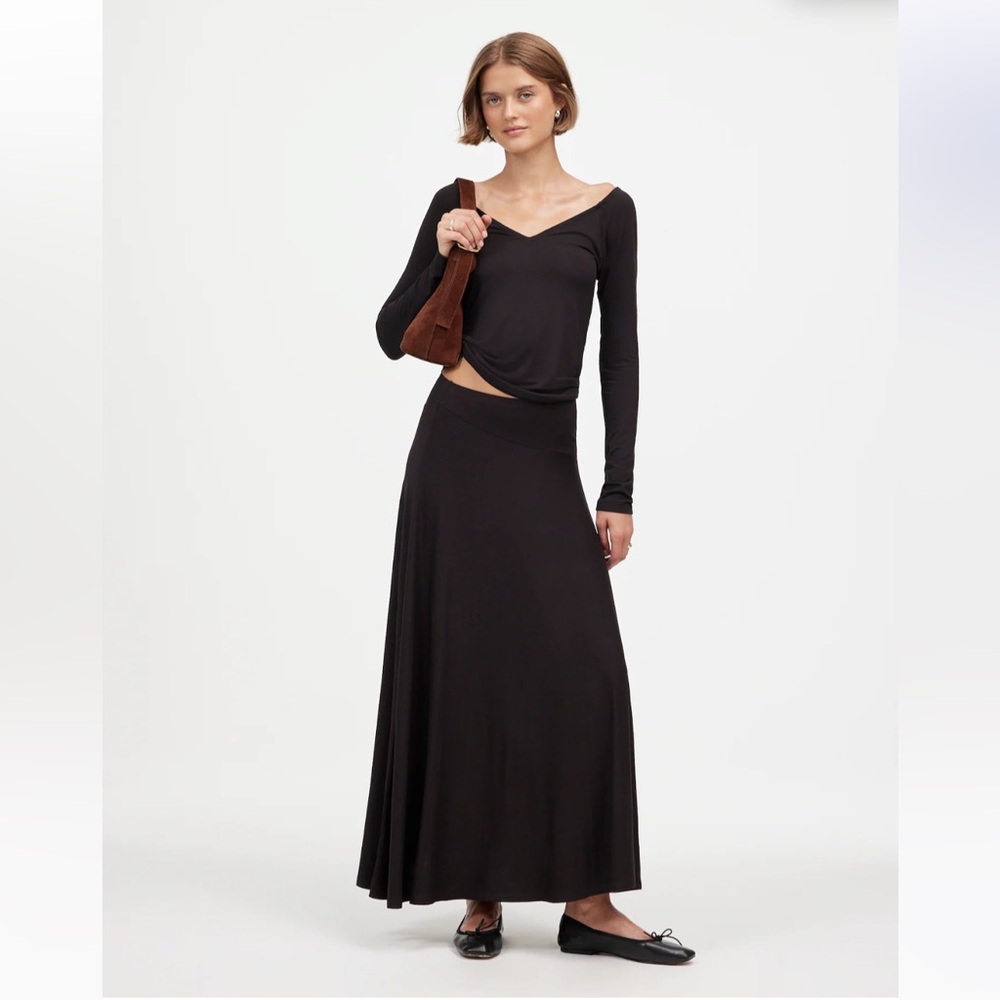Jersey Asymmetric-Seam Midi Skirt